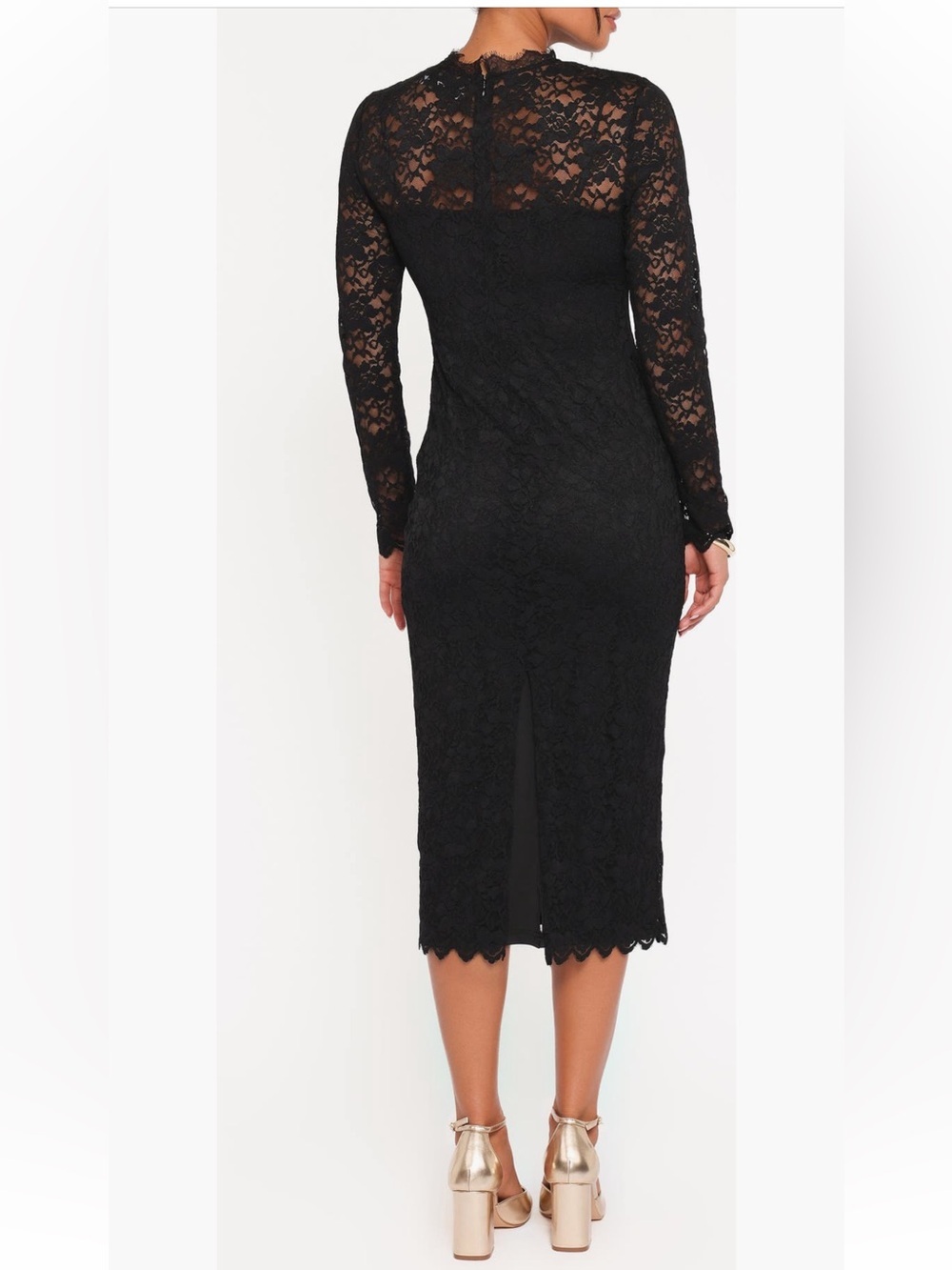 Petal & Pup Davina Black Lace Long Sleeve Midi Dress Small NWT - Picture 2 of 7